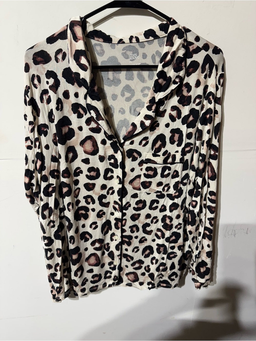 Leopard Print Button-Up Sleep Top
